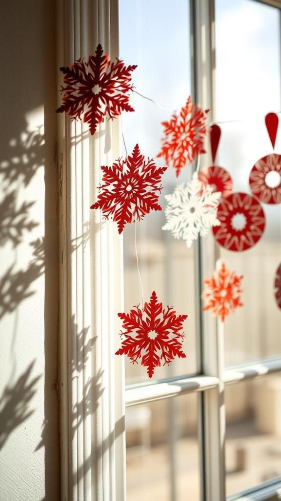 Paper punch circle snowflake mosaic garland