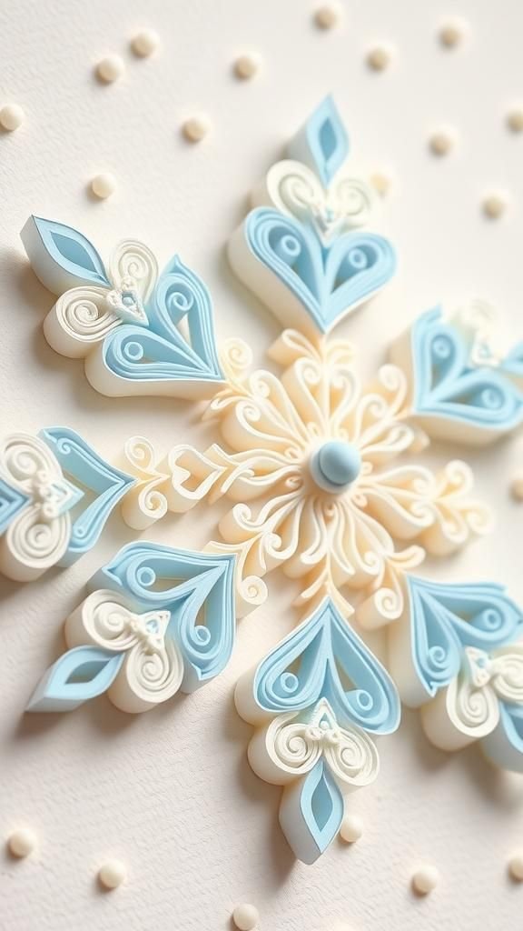 Quilling snowflake with curled paper filigree
