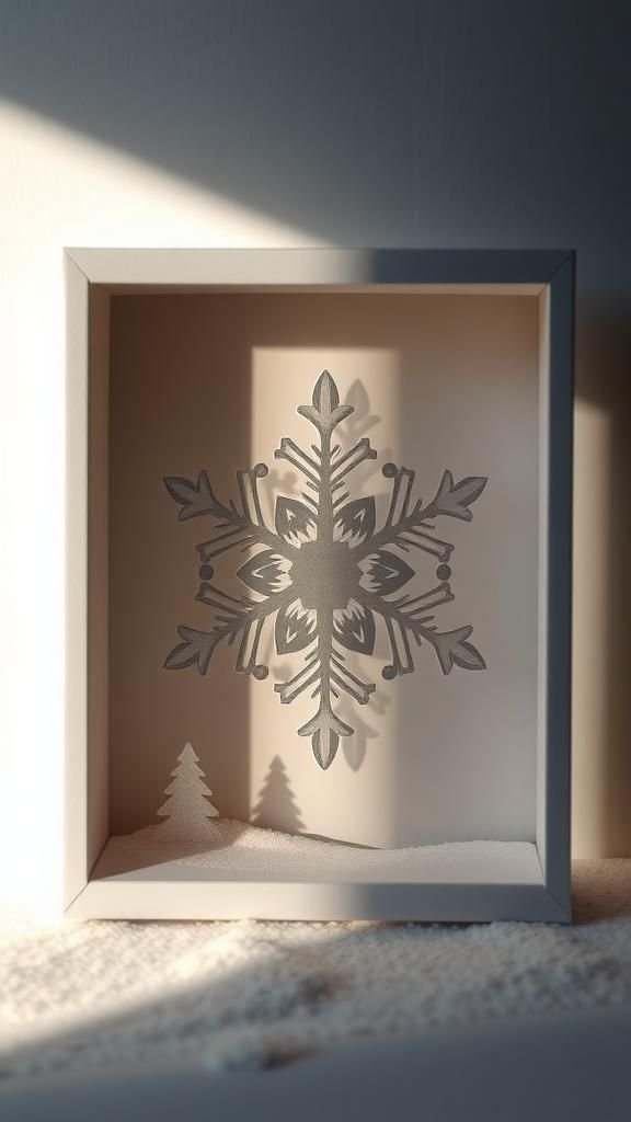 Snowflake shadow-box paper silhouette miniature
