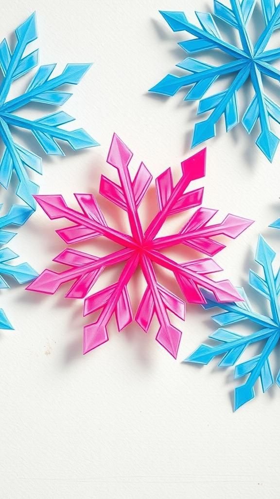 Watercolor-dyed paper snowflake with soft hues