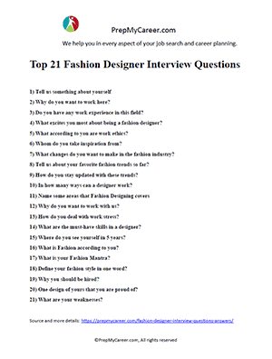Fashion Designer Interview Questions