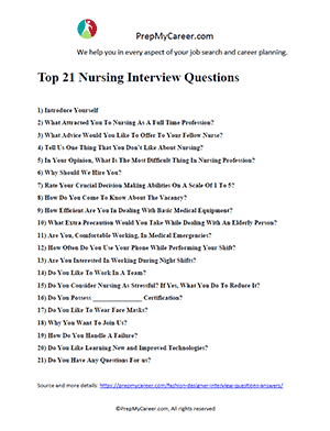 Nursing Interview Questions 1