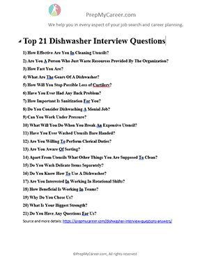 Dishwasher Interview Questions 1