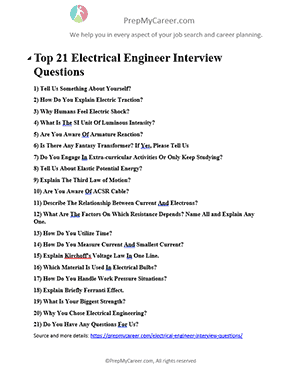 Electrical Engineer Interview Questions 1