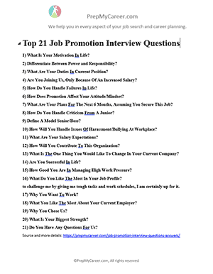 Job Promotion Interview Questions 1