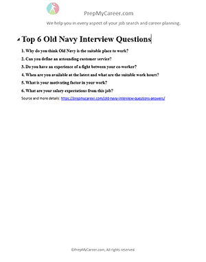 Old Navy Interview Questions 1