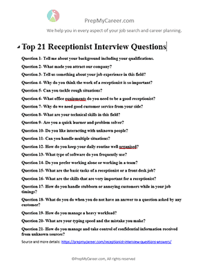 Receptionist Interview Questions