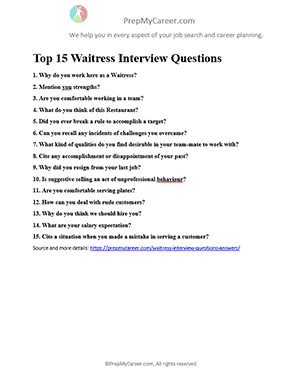 Waitress Interview Questionsl