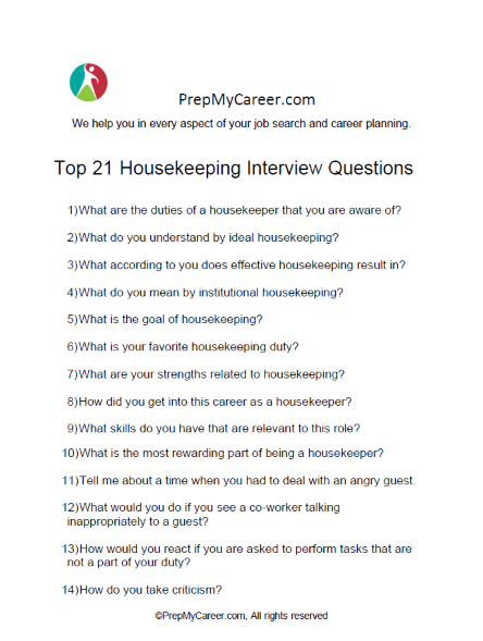 Housekeeping Interview Questions
