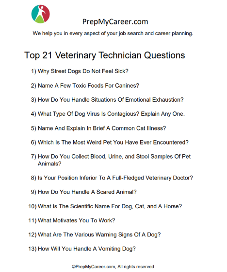 Veterinary Technician Questions