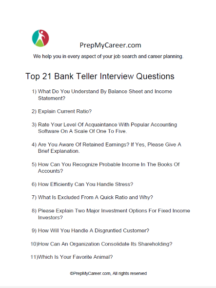 Bank Teller Interview Questions