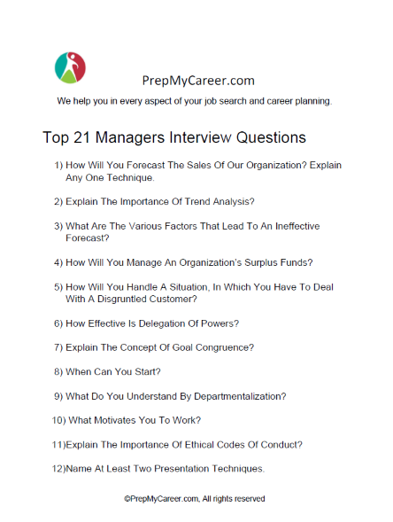 Managers Interview Questions
