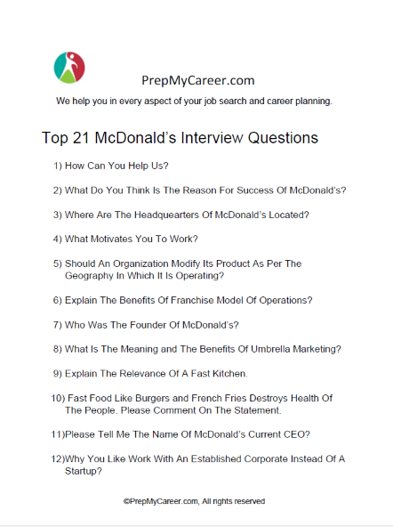 Top 21 McDonald S Interview Interview Questions In 2024 With Answers   McDonalds Interview Questions 