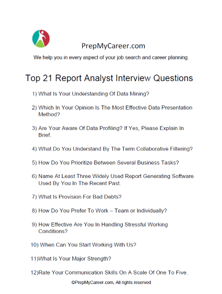 Report Analyst Interview Questions