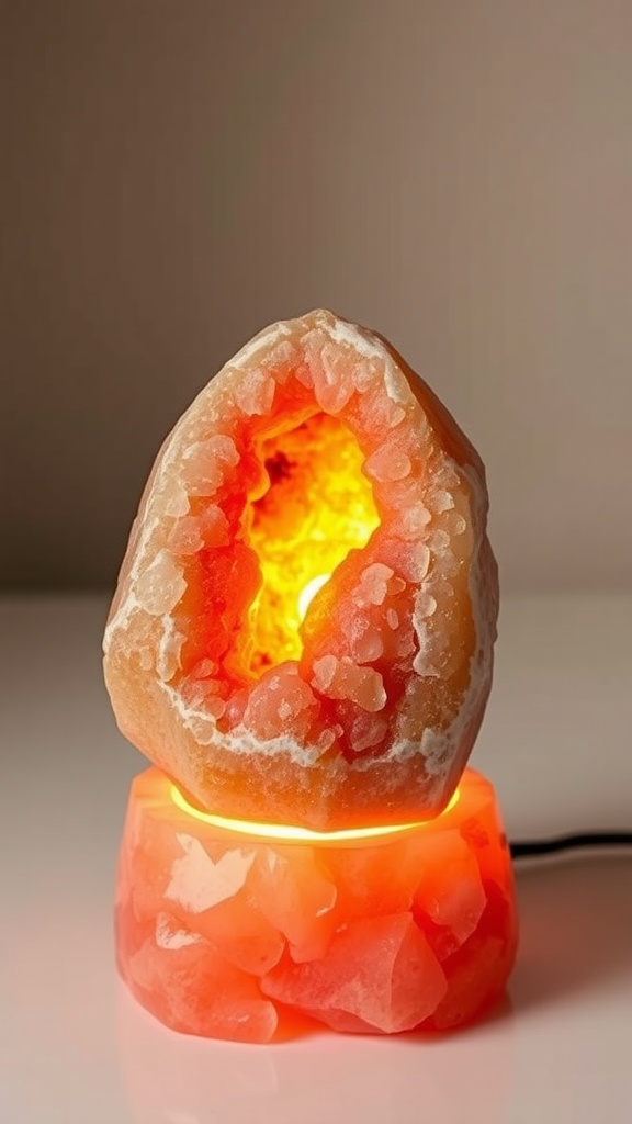 A DIY Himalayan salt lamp with a warm glow