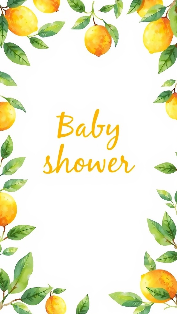 Lemon-themed baby shower invitation design
