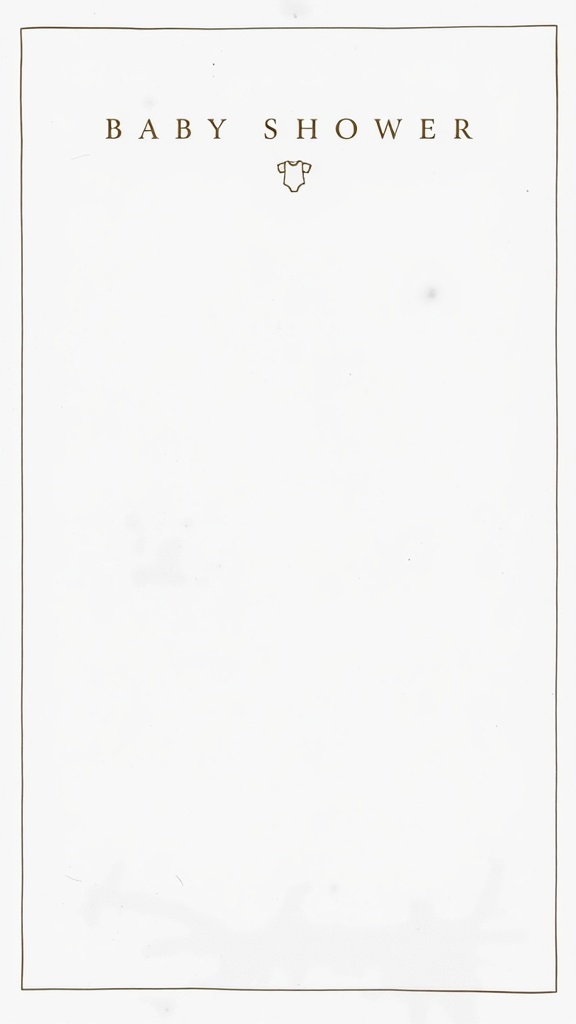 An elegant minimalist baby shower invitation featuring the words 'BABY SHOWER' and a simple baby onesie design.