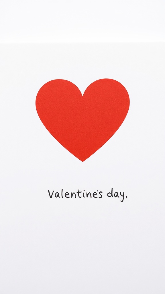A minimalist red heart card with the text 'Valentine's day.'