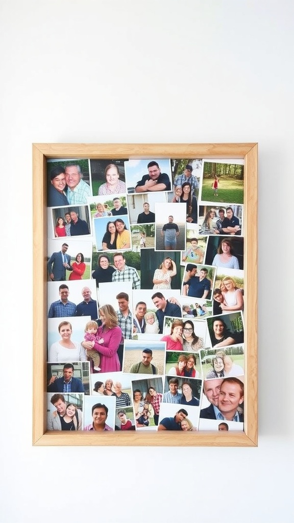A large photo collage frame filled with various family pictures.