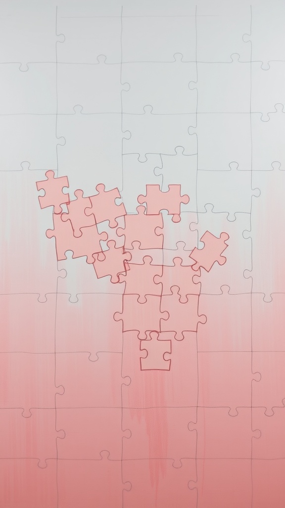 Image of a puzzle piece wall decor with some pieces on a canvas.