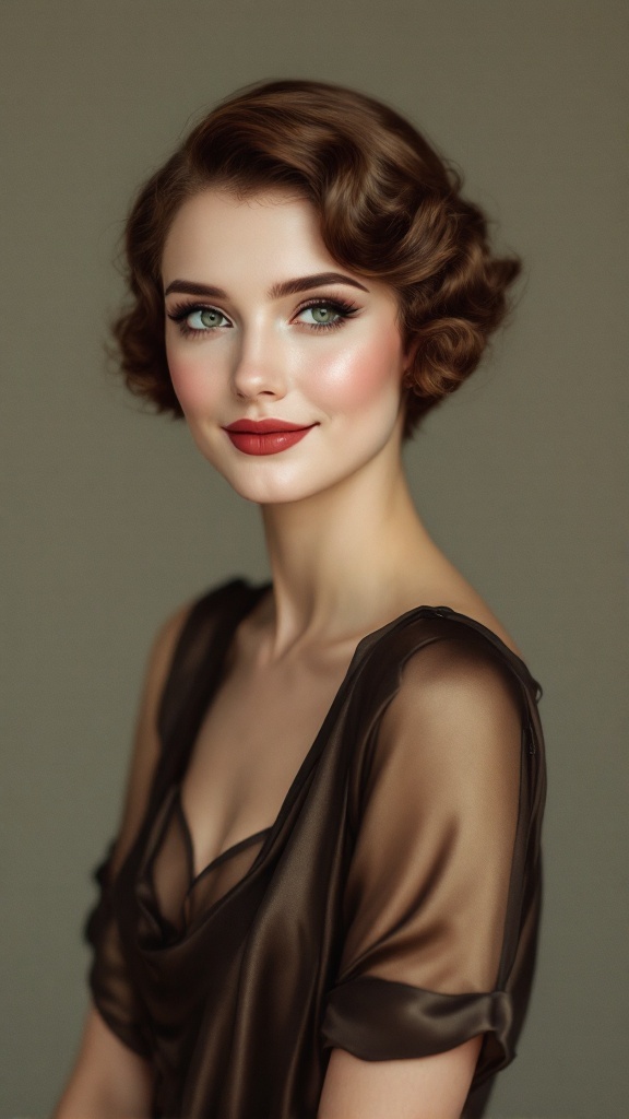 A woman with beautifully styled retro finger waves.