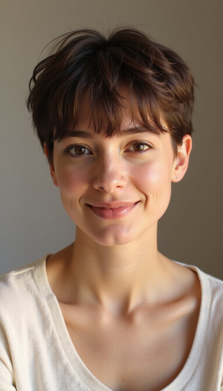Curly Baby Bangs Paired With Pixie Cut