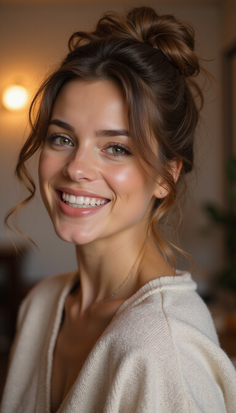 Side Fishtail Bun With Soft Face-Framing Curls