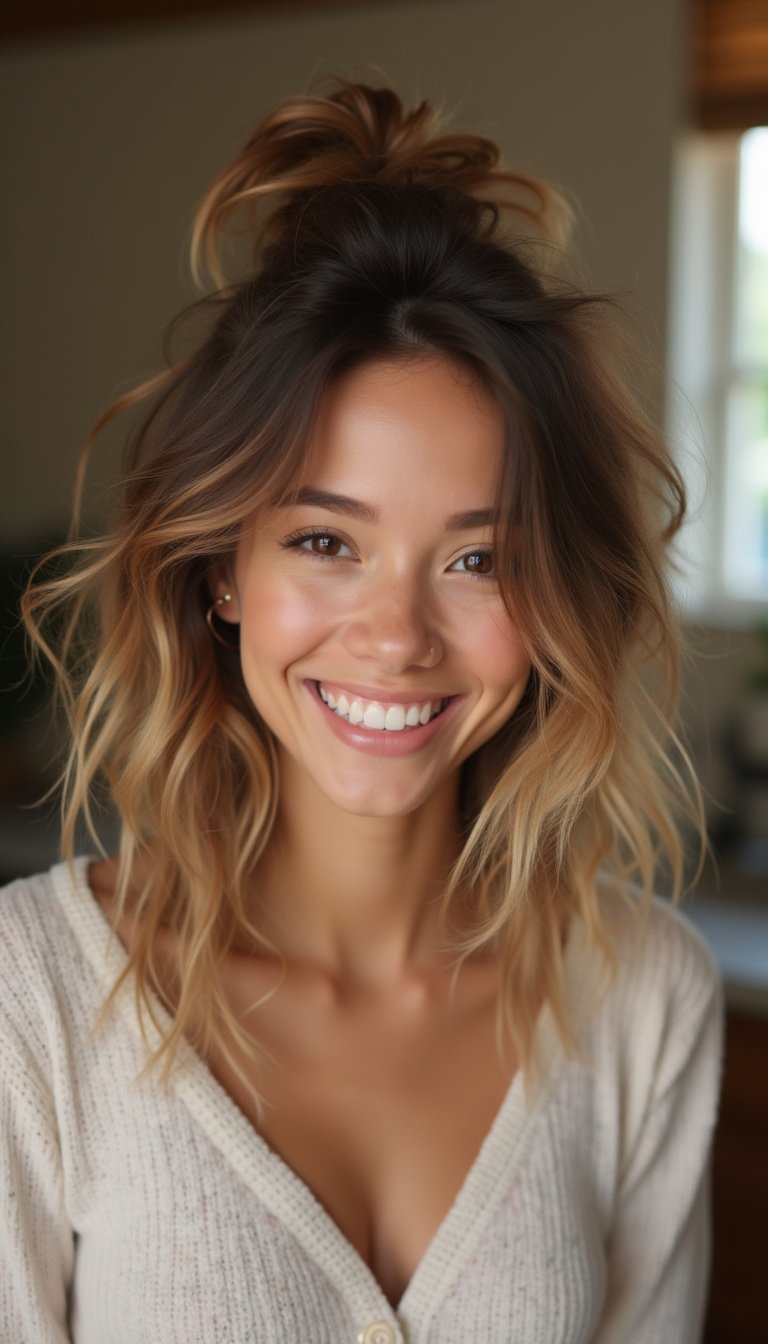 Playful Tousled Blowout With Piecey Ends