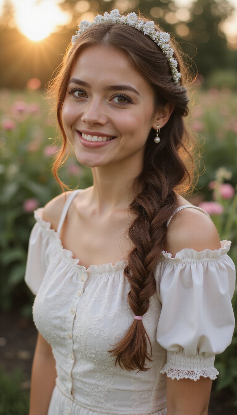Side Milkmaid Braid With Romantic Volume