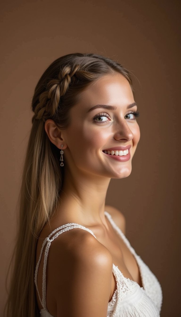 Sleek Slicked-Back With Braided Crown Accent
