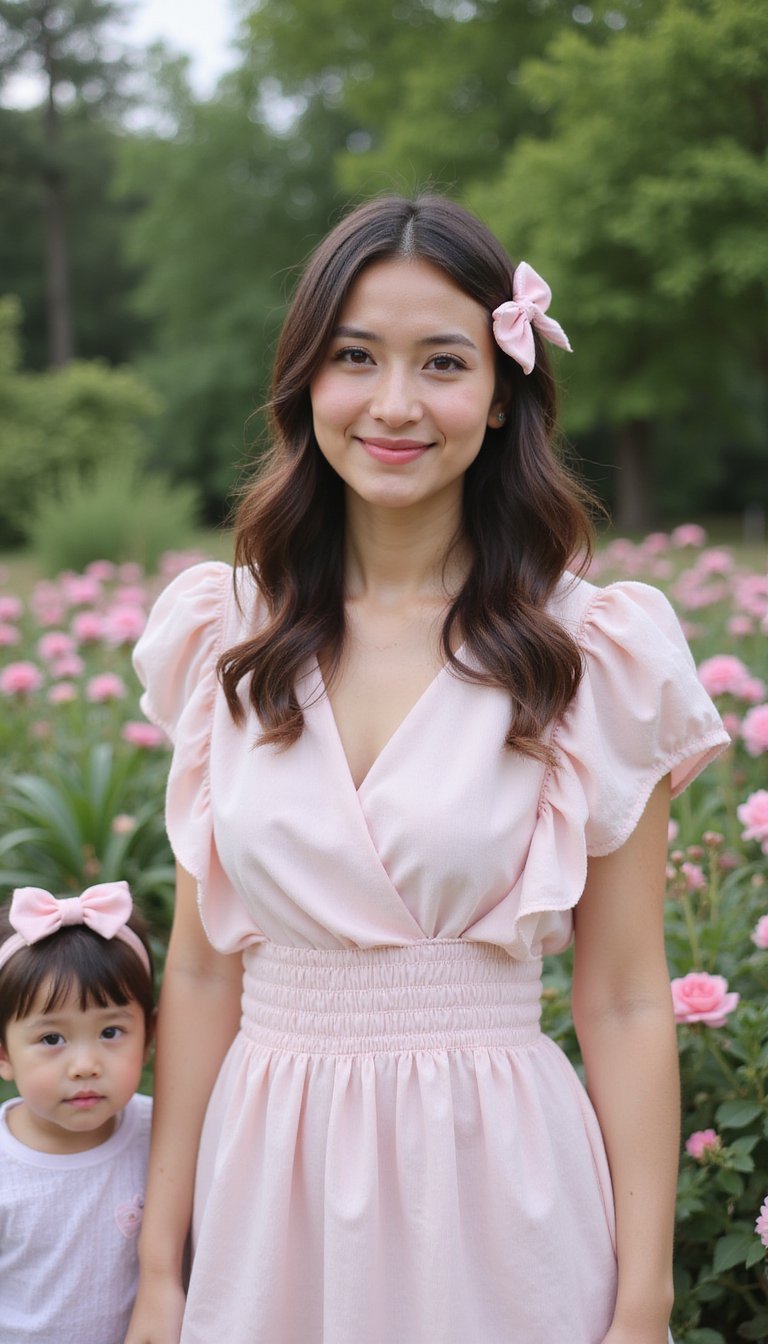 Mini Bow Clips with Simple Dress