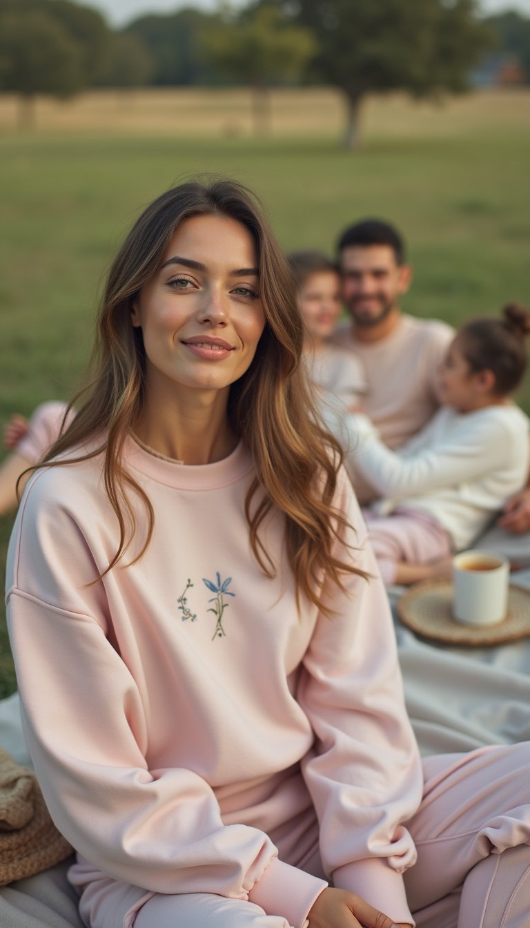 Pastel Sweatshirt with Embroidered Motif