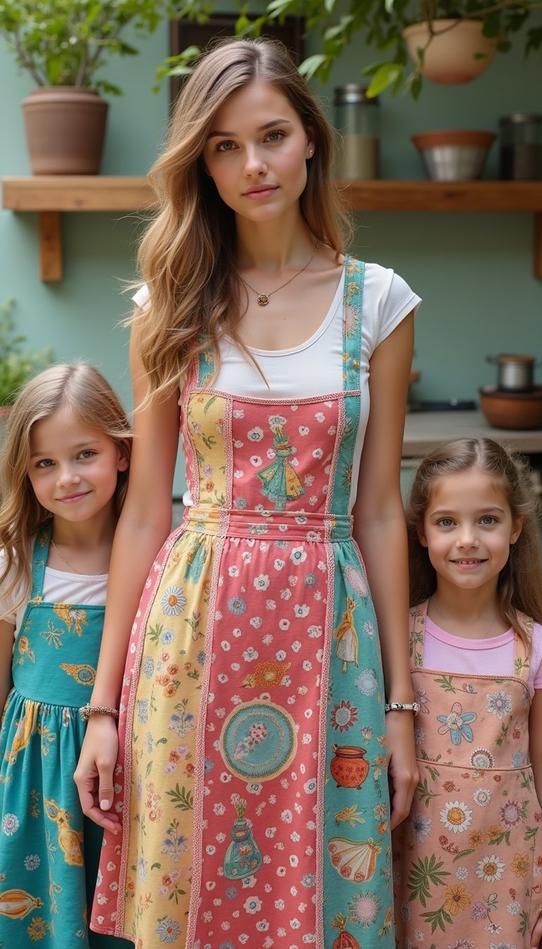Patchwork Apron Dress Matching