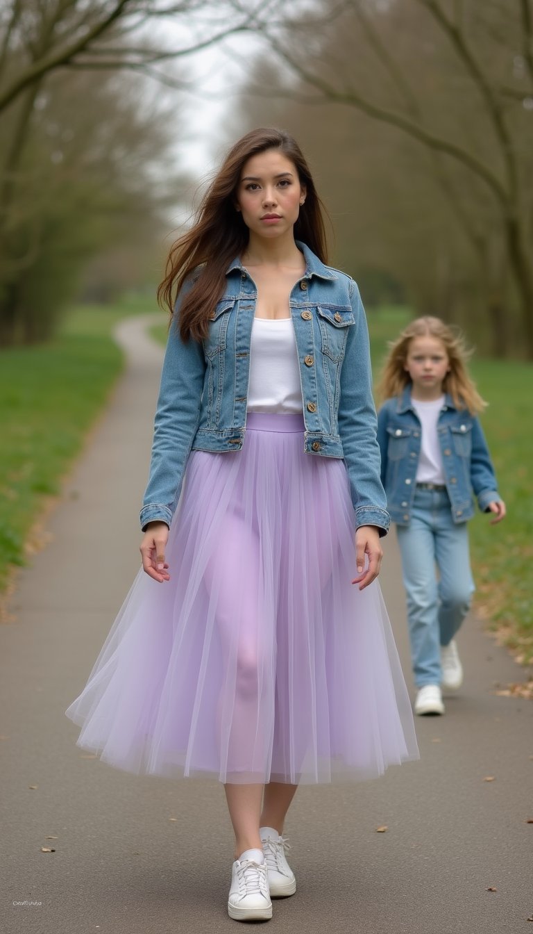 Playful Tulle Skirt and Denim Jacket
