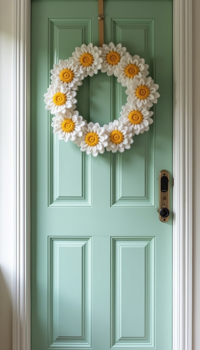Crochet daisy wreath — cozy handmade charm