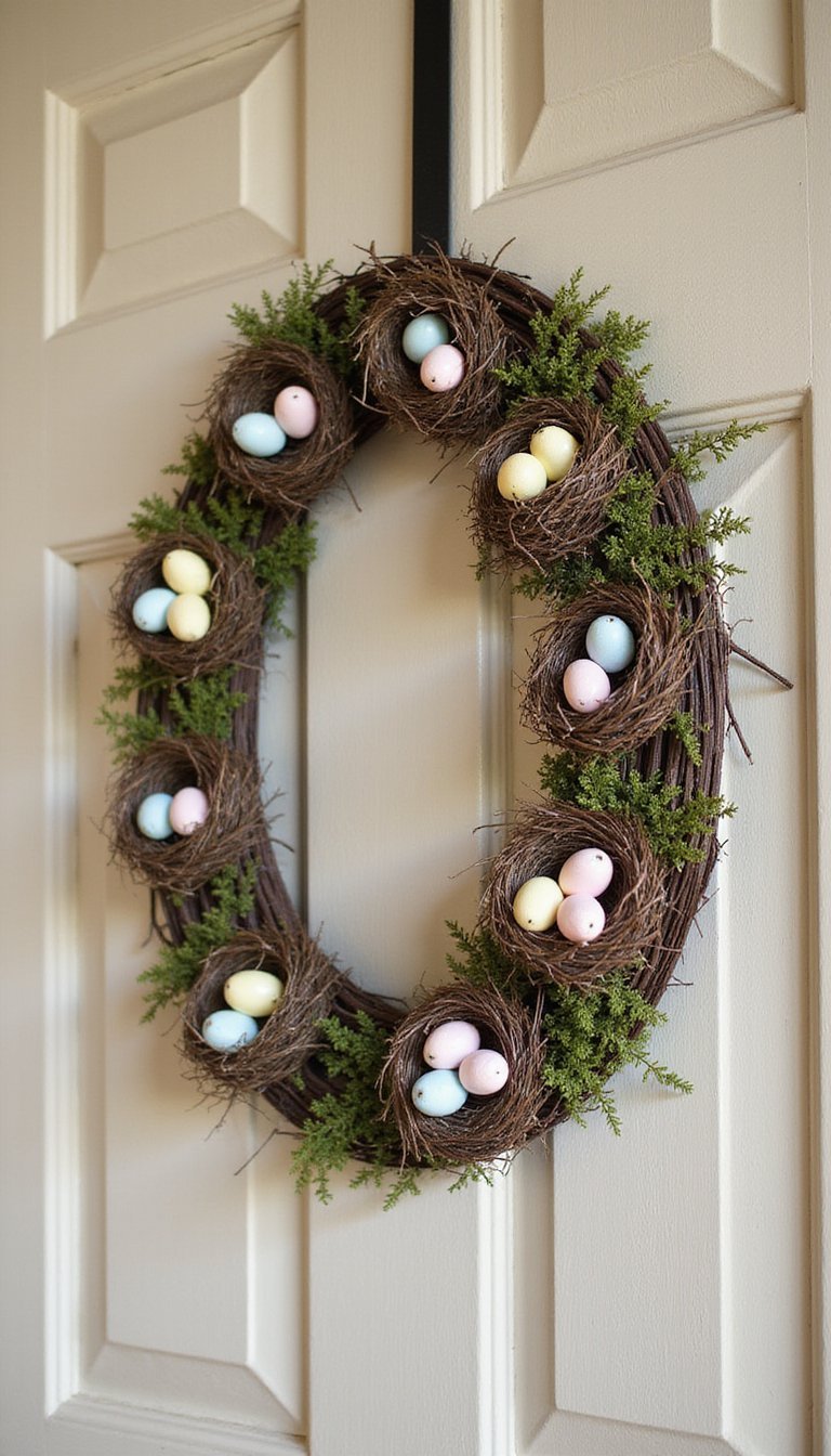 Mini nests and faux eggs for a sweet vignette