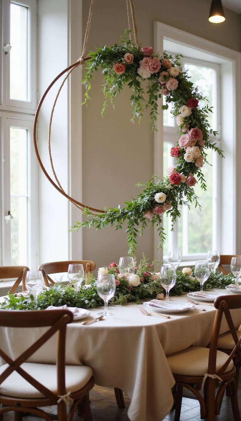 Can a floral hoop float above the table?