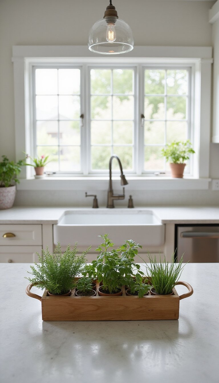 Herb-filled centerpiece that's useful and pretty