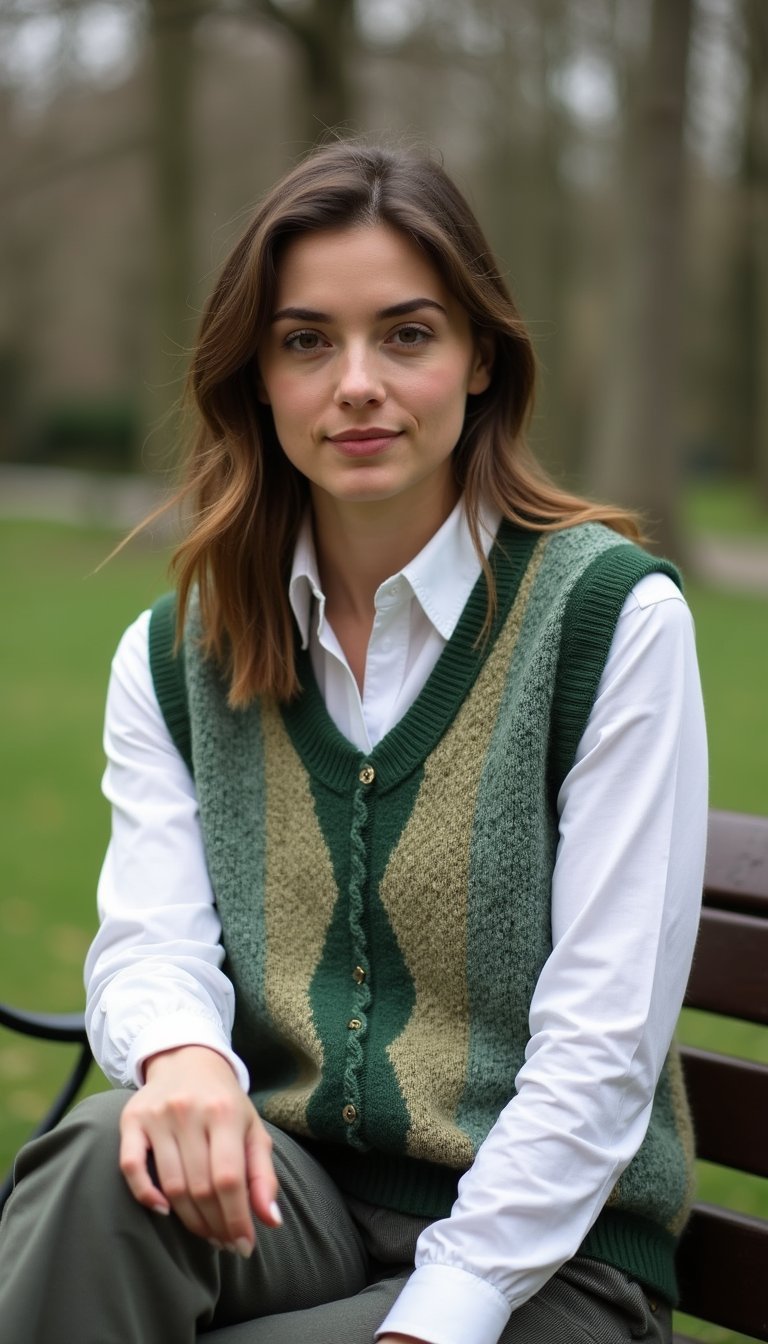 Argyle Knit Vest and Shirt Combo