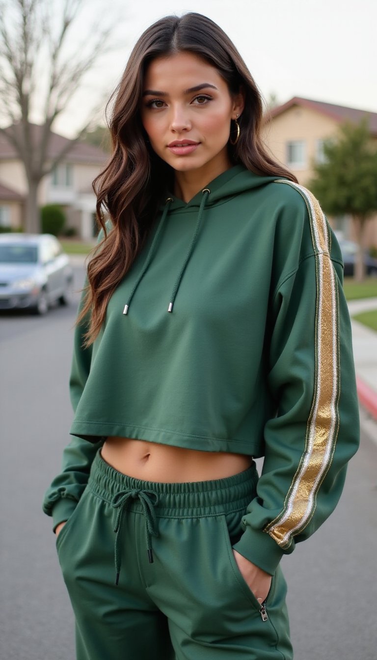 Cropped Hoodie with Irish Stripe