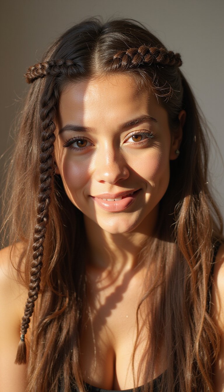 Tiny Micro Braids Mixed With Loose Hair