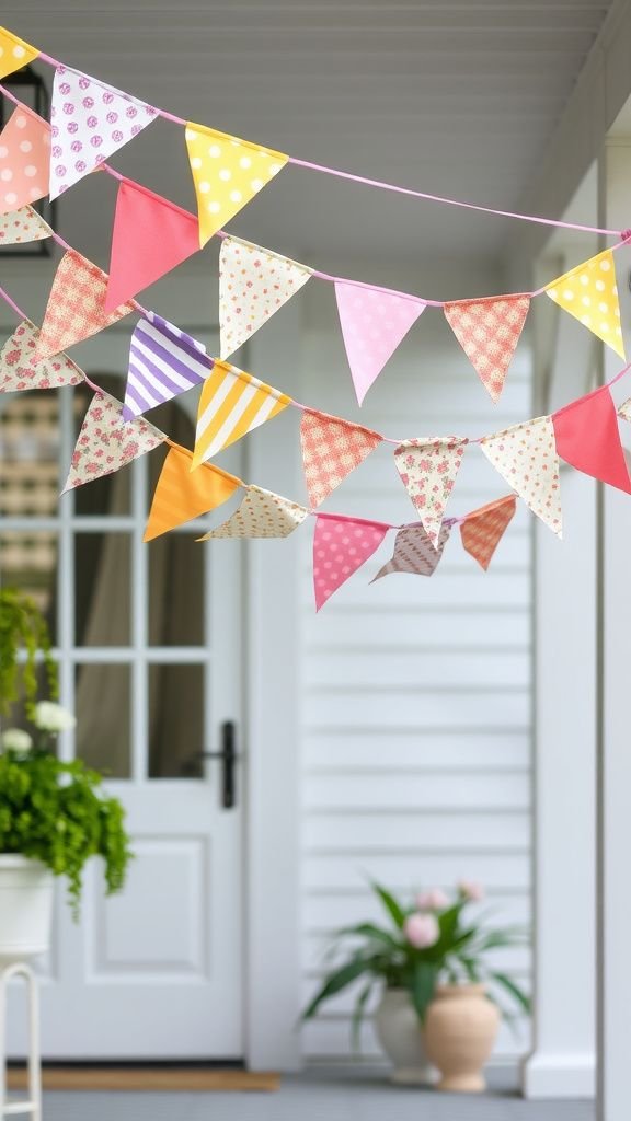 Cheerful bunting from fabric scraps and ribbon