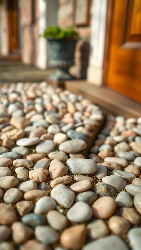 Pebble stepping stones as a tactile welcome accent