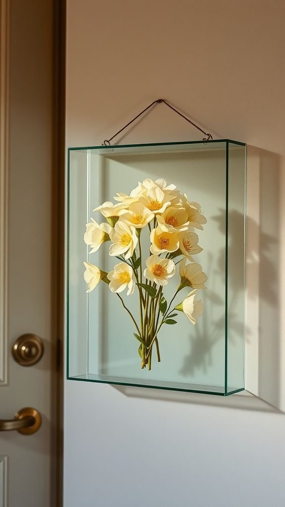 Pressed flower frame for seasonal doorway art
